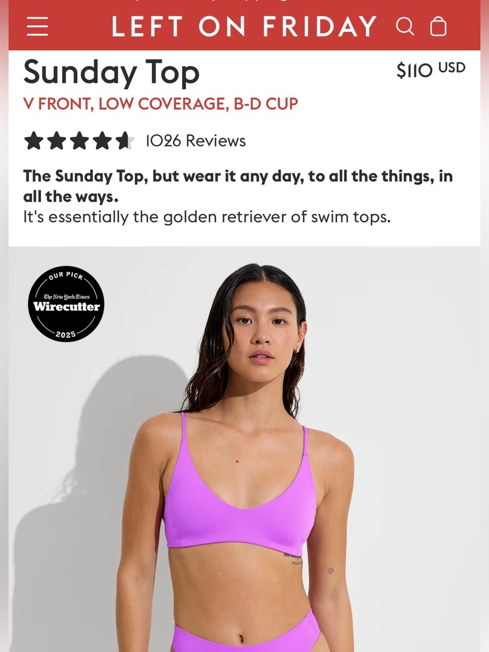 NWT Left On Friday Sunday Top in Bright Purple (Punch)